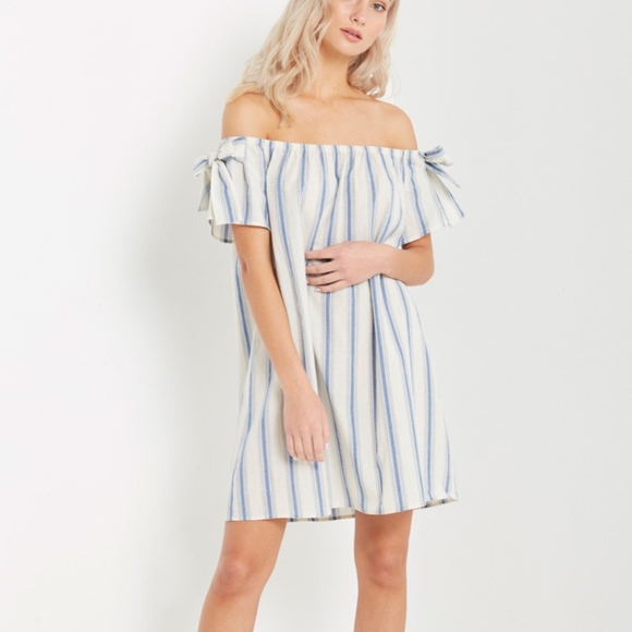 Striped Off the Shoulder Dress - Picture 3 of 7
